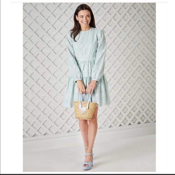 NWT Antonio Melani x Born on Fifth Flora Crew Neck Long Blouson Sleeve Eyelet - Picture 2 of 7